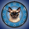 thumbnail image 2 of Collectable Sign and Clock Siamese Cat LED Lighted Premium Wall Clock, 2 of 6