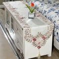 thumbnail image 1 of MYG Tissu de Table en Dentelle Florale Brodée de Chemin de Table en Gaze Translucide, 1 of 9
