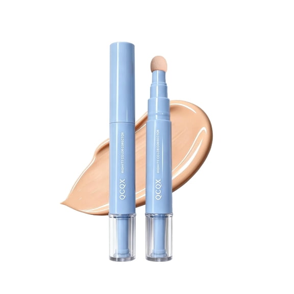 QCQX Dual Effect Concealer Pen, Full Coverage Matte Concealer for Dark Circles & Blemishes, Natural Beige