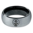 thumbnail image 2 of Tungsten Anchor Rope Band Ring 8mm Men Women Comfort Fit Black Dome Brushed Gray Polished, 2 of 4