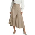 thumbnail image 2 of Maxi Flowy Skirts for Women Summer Elastic High Waisted Dressy Casual Ruffle Asymmetrical Hem Long Linen Wrap Skirt, 2 of 7