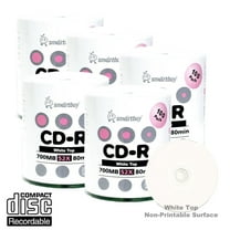 500 Pack Smartbuy 52X CD-R 700MB 80Min White Top (Non-Printable) Data Blank Media Recordable Disc