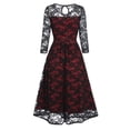thumbnail image 4 of IWRICH Women's Gothic Party Dress Mesh Floral Embroidery A-Line Swing Dress Wedding Prom Dress Halloween Evening Gown, 4 of 6