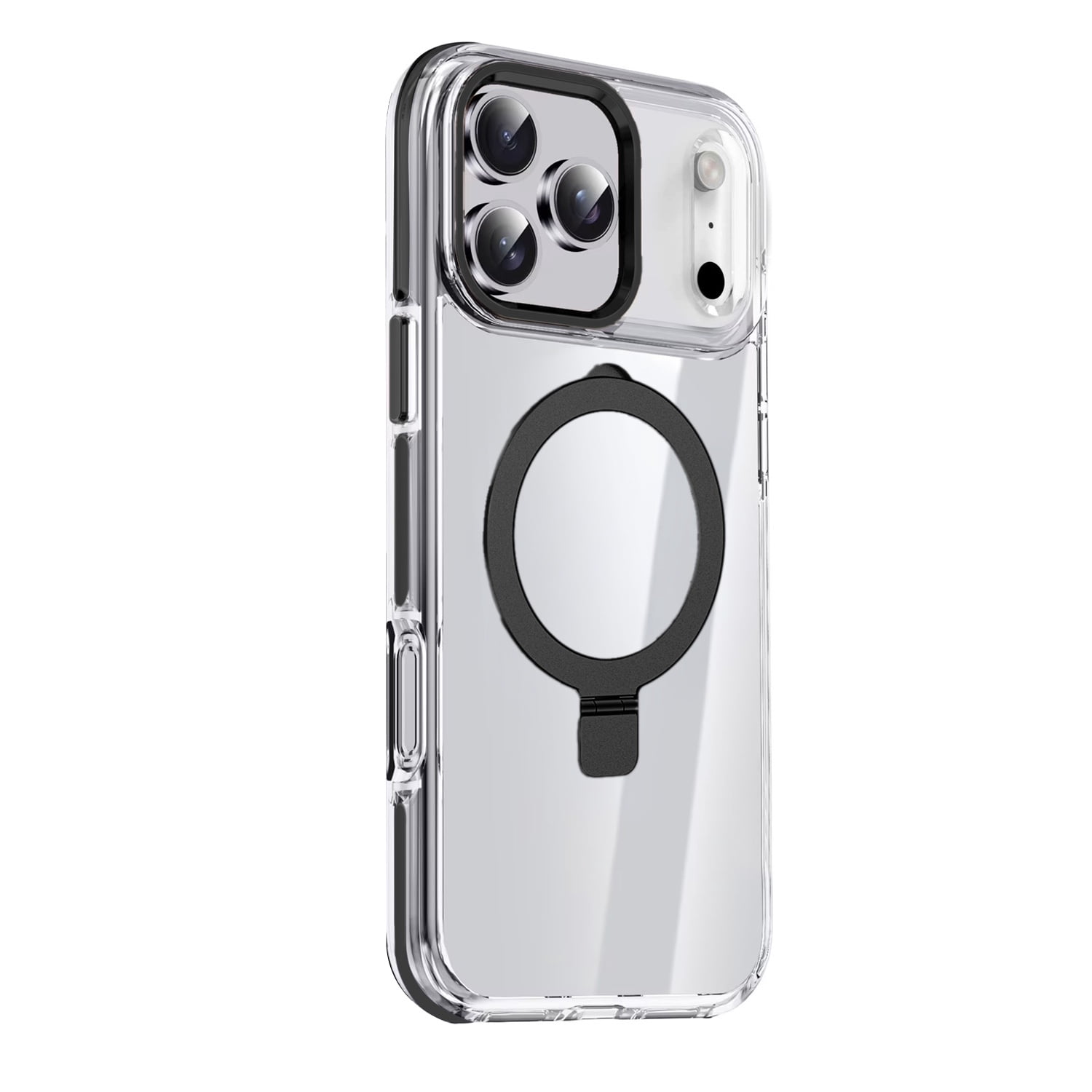 Magnetic Clear Case with Kickstand for iPhone 17 Pro Max - Black