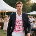 thumbnail image 3 of Yuyamidu Santa Claus Men's Suit Vest Size 3XL Xmas Tree V Neck Business Dress Vests Pink Christmas Formal Wedding Waistcoat Slim Fit, 3 of 7