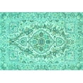 thumbnail image 1 of Ahgly Company Machine Washable Indoor Rectangle Medallion Turquoise Blue Traditional Area Rugs, 2' x 5', 1 of 4