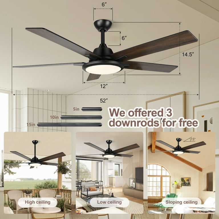 BRIGHT Ceiling Fan Light Large 52 Inch Lamp With Remote Control Modern  Simple LED For Home