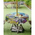 thumbnail image 4 of nqOlkjepod Coastal Outdoor Tablecloth with Umbrella Hole & Zipper, Fish Nautical Summer Beach Ocean Round Table Cover 60 Inch, Dining Waterproof Table Cloth Protector for Patio/Party/Picnic, 4 of 7