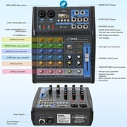 Pyle PMXU43BT - 4-Ch. Bluetooth Studio Mixer - DJ Controller Audio Mixing Console System