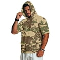 thumbnail image 2 of UDAUDU Men's Short Sleeve Hoodie Camo Lightweight Breathable Short Sleeve Hoodies Athletic Fall Trendy Sweatshirt Brown 3XL, 2 of 9