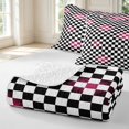 thumbnail image 4 of Manfei Checkered Art Twin Quilt Set,Geometric Plaid Twin Coverlet Set,Black White Pink,2-Piece,1 Bedspread and 1 Pillowcase, 4 of 7
