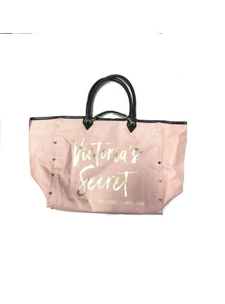 Victoria's Secret, Bags, Victorias Secret Canvas Gold Cream Sparkle Love  Victoria Beach Gym Tote Bag