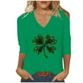 thumbnail image 2 of Odbmxy 3/4 Sleeve Tshirts Shirts for Women St. Patrick's Day V-Neck Women Plus Size Tops Shamrock Green Holiday Pullover Shirts, 2 of 4