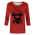 thumbnail image 3 of SOOMLON Womens 3/4 Sleeve Tops Petite Tunic Cotton Tops Dressy Casual Round Neck Shirts Cute Animal Print T Shirts 2025 Fashion Spring Summer Ladies Tops Loose Fit Boho Basic Outfits Pullover Red S, 3 of 3