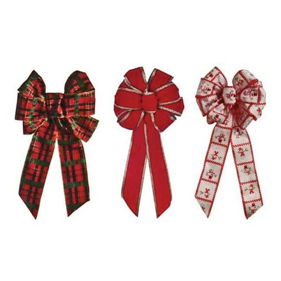Holiday Trims 7936 Nœud en Fil à Carreaux 15 Po. - Lot de 12
