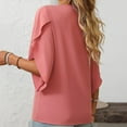 thumbnail image 5 of ZyeKqe Business Casual Tops for Women 3/4 Length Sleeve Top Asymmetrical V Neck Top Loose Fitted Chiffon Blouses, 5 of 7