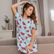 thumbnail image 3 of Fotbe Watermelon Bata de Dormir para Mujer con Estampado, Camisón de Algodón de Manga Corta, Ropa de Dormir Casual, 3 of 6