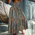 thumbnail image 1 of Falda de cintura alta elástica con estampado Vintage para mujer, vestido plisado suelto de medio cuerpo, ropa de calle informal de vacaciones, elegante, nuevo, Verano, 1 of 4