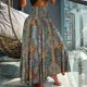 thumbnail image 5 of Falda de cintura alta elástica con estampado Vintage para mujer, vestido plisado suelto de medio cuerpo, ropa de calle informal de vacaciones, elegante, nuevo, Verano, 5 of 5