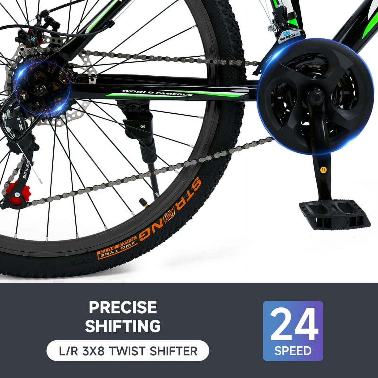 ARTUDATECH Mountain Bike for Men/Women, 26" Sizes, 24 Speed Shimano Twist Shifting, Front or Dual Suspension, Comfort Saddle Red/White/Blue/Green