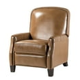 thumbnail image 2 of Genuine Leather Recliner Cigar Chair Modern Retro Armchair Birch Wood Legs Nail Head Trim Bedroom Brown, 2 of 9