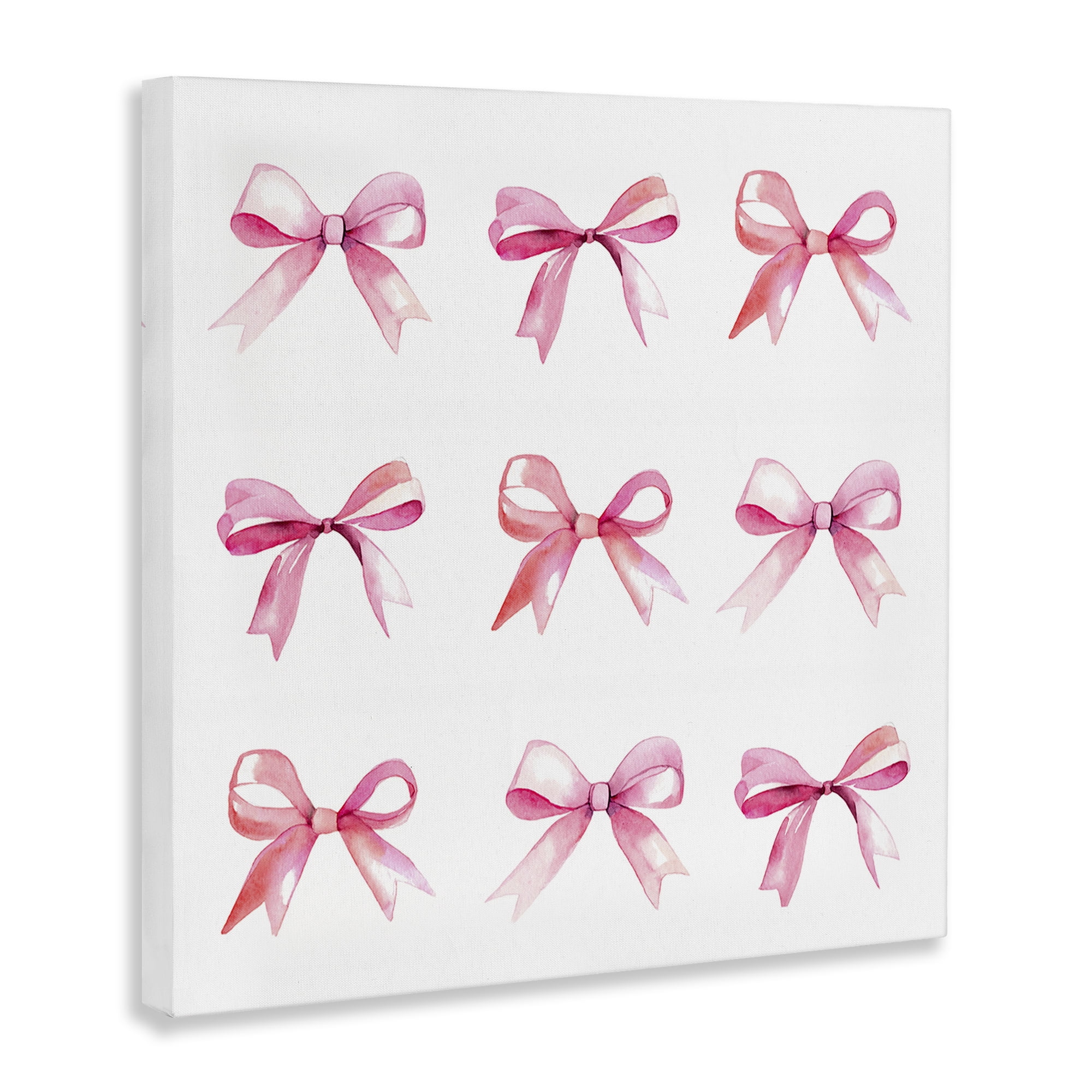 Stupell Industries Pink Bow Pattern Beauty & Fashion Painting Gallery Wrapped Canvas Art Print Wall Art, 36 x 36