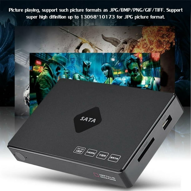 Lecteur de Disque Dur Multimédia, Lecteur de Disque Dur SATA Full HD 2,5  Pouces Full HD Music Image Video Player 120G de Mémoire (100-240V) (Prise  UE)