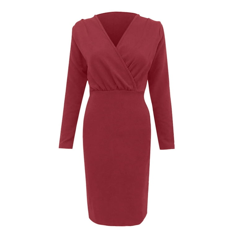 knqrhpse long sleeve dress for women women s solid color long