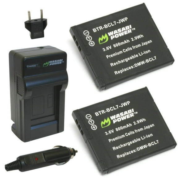 Wasabi Power Battery (2-Pack) and Charger for Panasonic DMW-BCL7