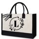 thumbnail image 2 of Bolsa de lona Letras Flor Portátil Playa Hombro Bolsas de compras (L), 2 of 9