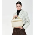 thumbnail image 6 of Hanging Travel Toiletry Bag - Quilted Convenient & Stylish Organizer for Traveling Women, Beige with Browm, 6 of 6