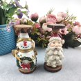 thumbnail image 6 of WMGHA Santa and Snowman Candlestick Carved Wood-Look Decorative Pillar Candle Holder Stand w/Traditional Santa Head Christmas Decor - Rustic Classic Elegant Mantel,Table Centerpiece Home Decor, 6 of 9