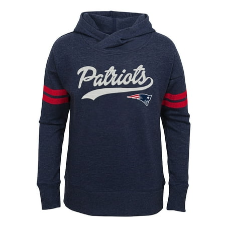 Girls Youth Navy New England Patriots French Terry Pullover Hoodie