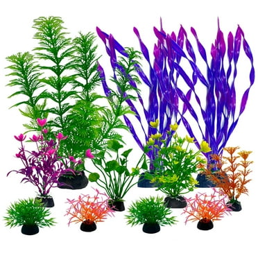 XKDOUS Fish Tank Decorations Plants, 11pcs Aquarium Decorations Plants, Fish Aquarium Decor Artificial Plant, Fish Aquarium Accessories