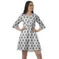 thumbnail image 1 of Moomaya Robe Chemise en Crêpe Poly pour Femmes Manches à Volants Imprimées Tenue d'Été Décontractée, 1 of 4
