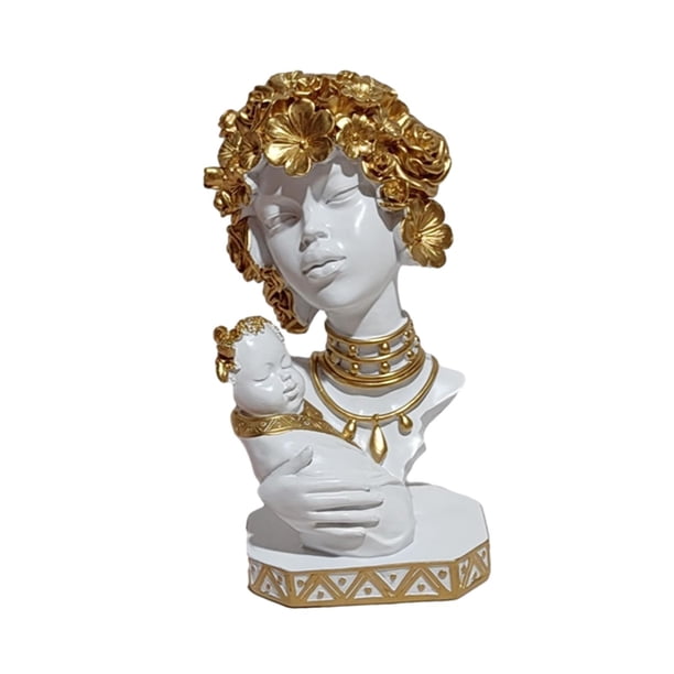Estatua de mujer africana, escultura femenina, figura tribal de resina hecha a mano para Estilo B