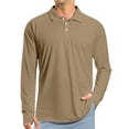thumbnail image 2 of WTOBBY Men's Raglan Sleeve Performance Shirt with UPF 50+ Sun Block, Lightweight Long Sleeve, and Golf-Ready Design for Breathable Summer Wear ,Brown L, 2 of 7