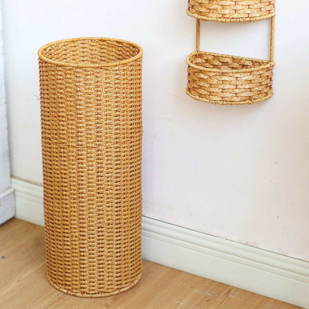 Masteelf Umbrella Storage Bucket Artificial Rattan Indoor Umbrella Holder Umbrella Storage Bin Living Room Essential Umbrella Stand