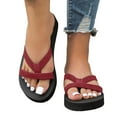 thumbnail image 1 of Zmoon Ladies Summer Fashion Solid Color Fabric Flip Flops Beach Slippers, 1 of 9