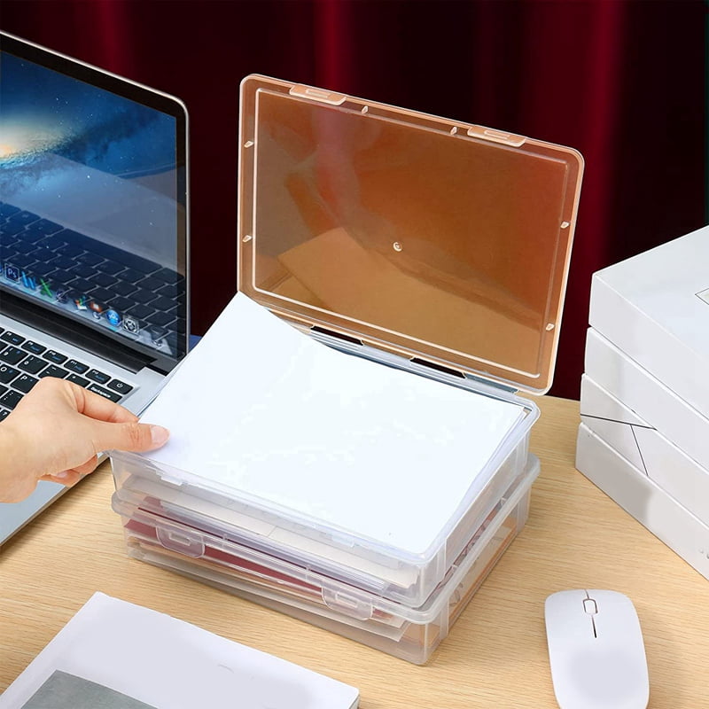 6 Pcs 7In x 9In x 2In Plastic Storage Box with Lid Multipurpose Craft Organizer Plastic Containers Clear Pencil Case