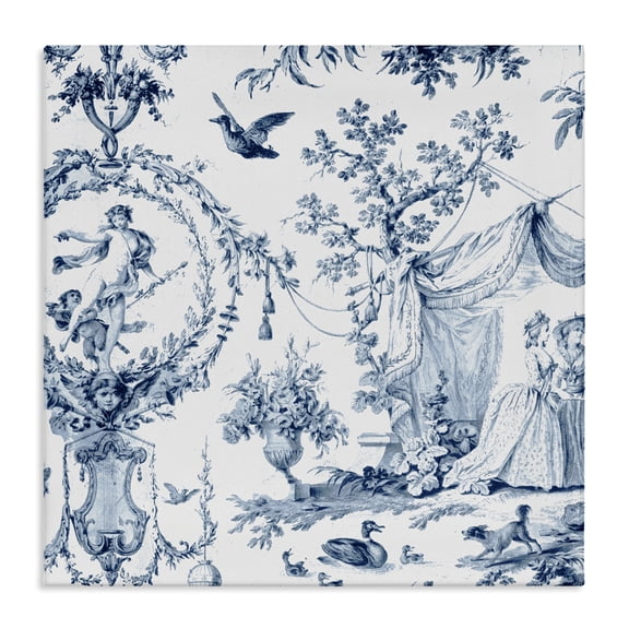 Classic Toile Scene Canvas Wall Art, design by Vintage Hustle