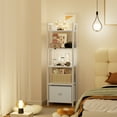 thumbnail image 2 of Satifur 5 Tier Ladder Bookcase with Removable Drawer Tall Standing Bookshelf,White, 2 of 7