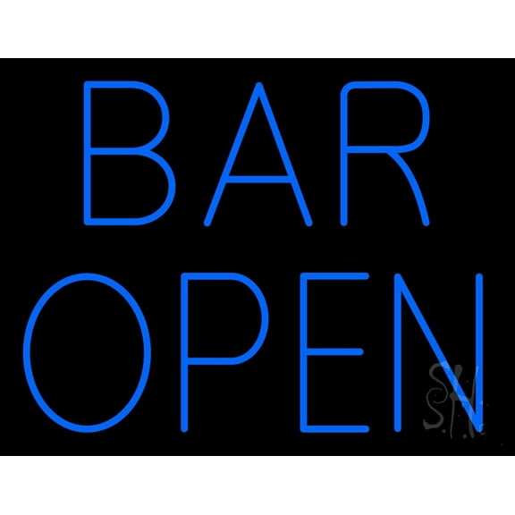 Blue Open Bar LED Neon Sign 24 x 31 - inches, Clear Edge Cut Acrylic Backing, with Dimmer - Bright and Premium built indoor LED Neon Sign for Bar decor.