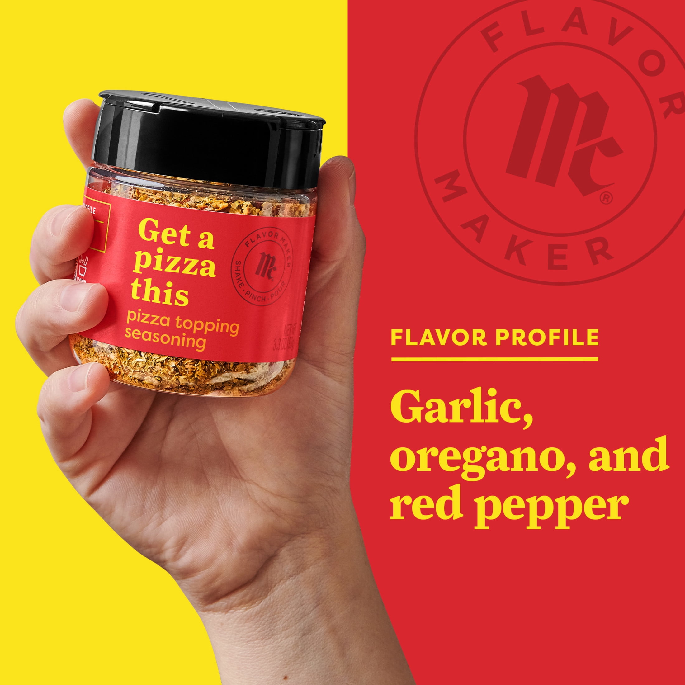 McCormick Flavor Maker Pizza Topping Seasoning, 3.3 oz Jar