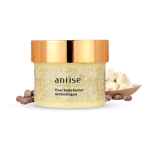 Crema de mantequilla corporal Aniise Fleur con colágeno para iluminar y suavizar la piel cargada con aceite de coco y aguacate Crema hidratante para la piel seca con mantequilla corporal (200 g)