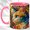 Pink, variant on Rainbow Cat Portrait Coffee Mug, Colorful Cat Mug, Ceramic 11 oz