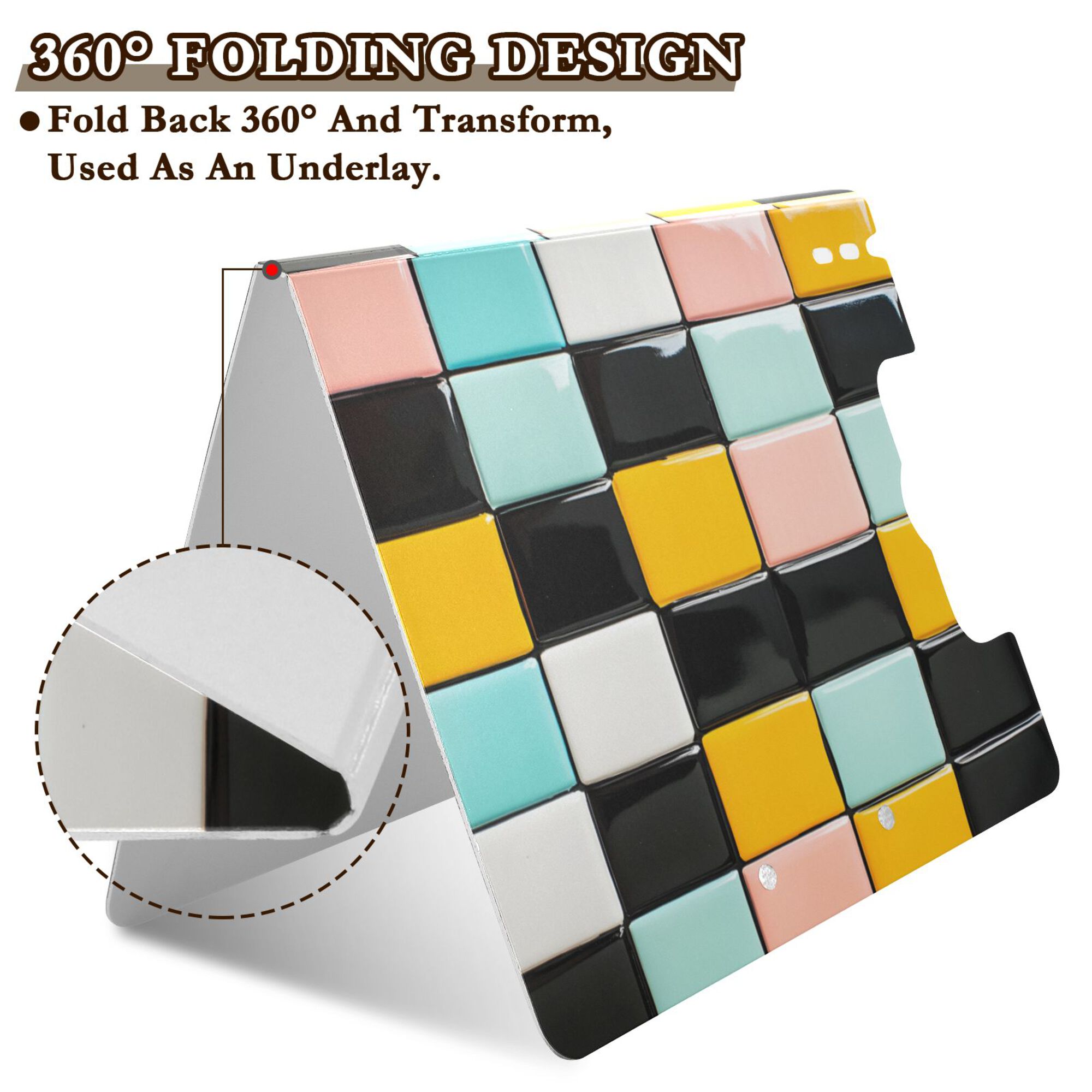 FORMRS A4 Clipboard Folder with Pen Holder Horizontal Foldable School Office Binder, Yellow Checkered Pattern