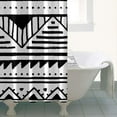 thumbnail image 5 of Small Stall Narrow Shower Curtain 36"W x 72"L – Tropical Bohemian Leaves, Mid-Century Abstract Boho Botanical Bathroom Decor, Vintage Floral Palm Leaf Pattern, Rustic Tribal Folk Style, 5 of 5