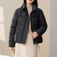 thumbnail image 4 of Weiqiqre Womens Jackets Quilted Puffer Jacket Long Sleeve Full Zipper Winter Warm Padded Bubble Coat, 4 of 5
