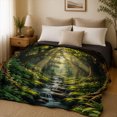 thumbnail image 3 of SPXUBZ Forest Waterfall Flannel Fleece Blanket Nature Landscape Throw Blanket Woodland Scenery Soft Warm Blanket for Bedroom Living Room 60"x50", 3 of 5